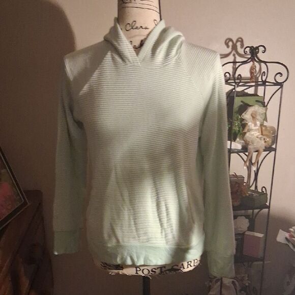 💫💫💫 ATHLETA Mint Green Ribbed Hooded Sweatshirt Size XXL(runs Small) - Picture 1 of 12